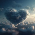 Cloud in the shape of a heart in the sky. Background. AI generative Royalty Free Stock Photo