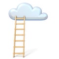 Cloud shape and ladder 3D rendering illustration on white background Royalty Free Stock Photo