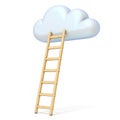 Cloud shape and ladder 3D rendering illustration on white background Royalty Free Stock Photo