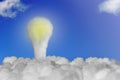 Cloud shape light bulb on blue sky. Royalty Free Stock Photo
