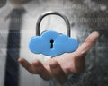 Cloud shape lock in business man's hand Royalty Free Stock Photo