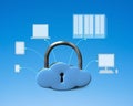 Cloud shape lock with computing devices Royalty Free Stock Photo
