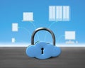 Cloud shape lock with computing devices Royalty Free Stock Photo