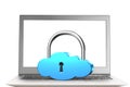 Cloud shape lock with laptop Royalty Free Stock Photo