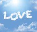 Cloud shape of love inscription