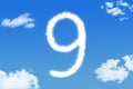 Cloud shape of number nine Royalty Free Stock Photo