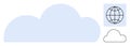 Cloud shape with web globe icon, symbolizing internet connectivity and digital storage concepts Royalty Free Stock Photo