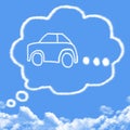 Cloud shaped as dreaming about car Royalty Free Stock Photo