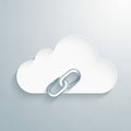 Cloud-shaped 3D icon on a light gray background features an overlapping metallic Royalty Free Stock Photo
