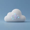 Cloud-shaped 3D model in white on a light blue background. It features a netw Royalty Free Stock Photo