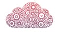A cloud-shaped design composed of various interconnected gears and icons, Royalty Free Stock Photo