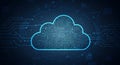 Cloud-shaped graphic depicting digital circuitry, symbolizing cloud computing. T