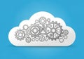 Cloud-shaped graphic with various interconnected gears inside, symbolizing cloud Royalty Free Stock Photo