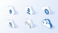 Cloud-shaped icons with blue accents represent various cloud computing functions Royalty Free Stock Photo