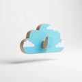 Cloud-shaped kid-friendly wall hook, floating in mid air on solid white background Royalty Free Stock Photo