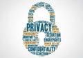 Cloud shaped like a padlock, centered on the concept of PRIVACY in Royalty Free Stock Photo