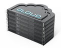 Cloud shaped network server rack stack. 3D illustration