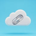 Cloud-shaped object with a simultaneous upload-download symbol embedded at its Royalty Free Stock Photo