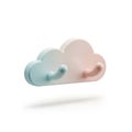 A cloud-shaped pastel wall hook for kids, floating in mid air horizontally on a solid white background Royalty Free Stock Photo