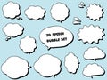 Cloud-shaped speech bubble set with 3D effect