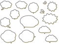 Cloud-shaped speech bubble set with yellow shadow