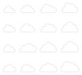 Cloud shapes collection, thin lines icons Royalty Free Stock Photo