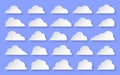 Cloud shapes origami white paper cut web icon set Royalty Free Stock Photo