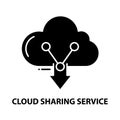 cloud sharing service icon, black vector sign with editable strokes, concept illustration Royalty Free Stock Photo