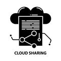 cloud sharing symbol icon, black vector sign with editable strokes, concept illustration Royalty Free Stock Photo