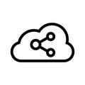 Cloud sharing vector line icon