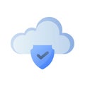 Cloud shield security verified and secured single isolated icon with smooth style