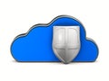 Cloud and shield on white background. Isolated 3D illustration Royalty Free Stock Photo