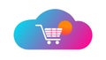 Cloud Shopping Cart Icon, E-commerce Vector, vector design Generative AI Royalty Free Stock Photo