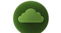 Green Grass Sphere with Cloud Icon on White Background Royalty Free Stock Photo