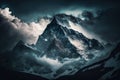Cloud-shrouded mountain majesty. AI generated Royalty Free Stock Photo