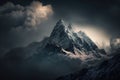 Cloud-shrouded mountain majesty. AI generated Royalty Free Stock Photo