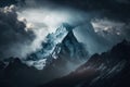 Cloud-shrouded mountain majesty. AI generated Royalty Free Stock Photo