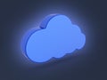 Cloud sign illustration in blue on dark blue gradient background 3d Royalty Free Stock Photo