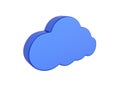 Cloud sign illustration in blue without shadow on white background 3d Royalty Free Stock Photo