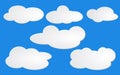 Light blue sky white clouds. Abstract white cloudy set isolated on blue background.