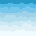 Cloud sky cartoon background. Blue sky with white clouds flat poster or flyer, cloudscape panorama pattern vector. Seamless Royalty Free Stock Photo