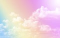 Cloud and sky with a pastel colored background.Fantasy magical sunny sky pastel background with colorful cloudy sky