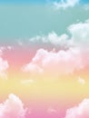 Cloud and sky with a pastel rainbow colored background. Royalty Free Stock Photo