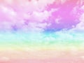 Cloud and sky with a pastel rainbow-colored background. Royalty Free Stock Photo