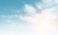 Cloud sky sunrise during morning background. Blue pastel heaven,soft focus lens flare sunlight. Abstract blurred white cyan gradie Royalty Free Stock Photo