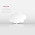 Cloud sky vector icon. Clouds with shadow flat vector illustration. Cartoon bubble business concept pictogram