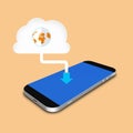 Cloud and smartphone ,cell phone illustration Royalty Free Stock Photo