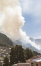 Cloud of smoke caused by a forest fire on mountains in the Yungas zone, in Quime, Bolivia