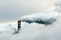 cloud of smoke coming out of power plant chimney, pollution