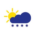 Cloud snow with sun symbol. Winter icon in flat style. Vector